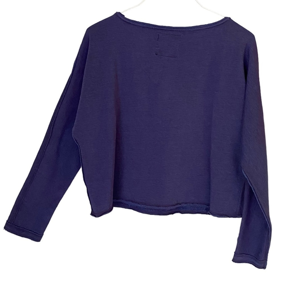 VANS Raw Edge Sweatshirt Long Sleeve Cropped Pullover Blue/Purple Women Size L - Picture 6 of 11
